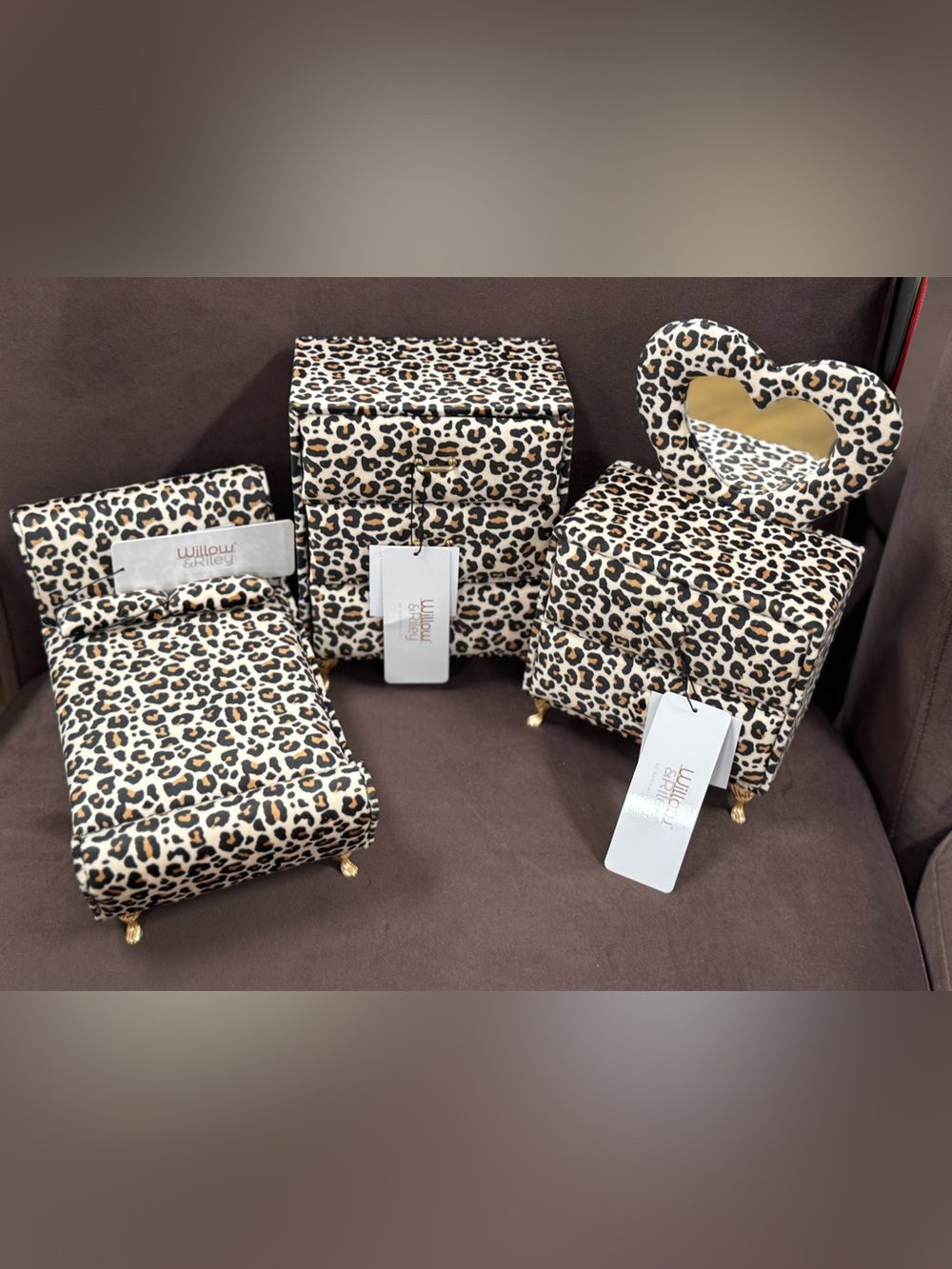 3 pcs leopard jewelry holders